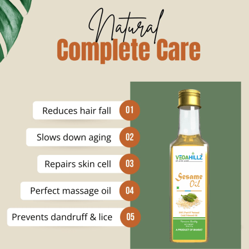 Vedahillz Cold Pressed Sesame Oil Sourced from Premium Natural Seeds